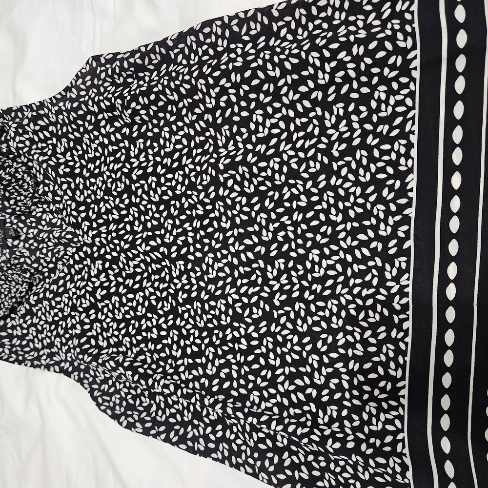 Talbots Black and White Leaf Print Dress